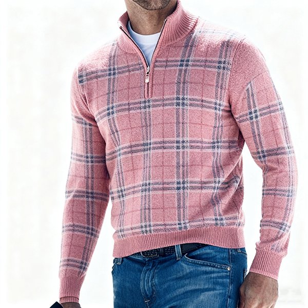 Men's Retro 1/4 Zip Pullover - New Slim-Fit Mock Neck