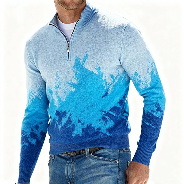 New Retro 1/4 Zip Men's Pullover - Slim-Fit Mock Neck Turtleneck