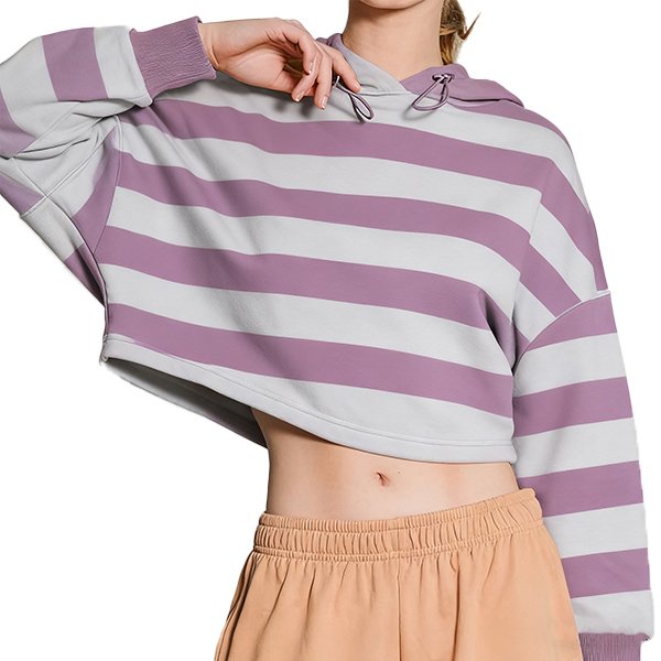 Long Sleeve Cropped Women's Hoodie - Running Gym Loose Casual Activewear
