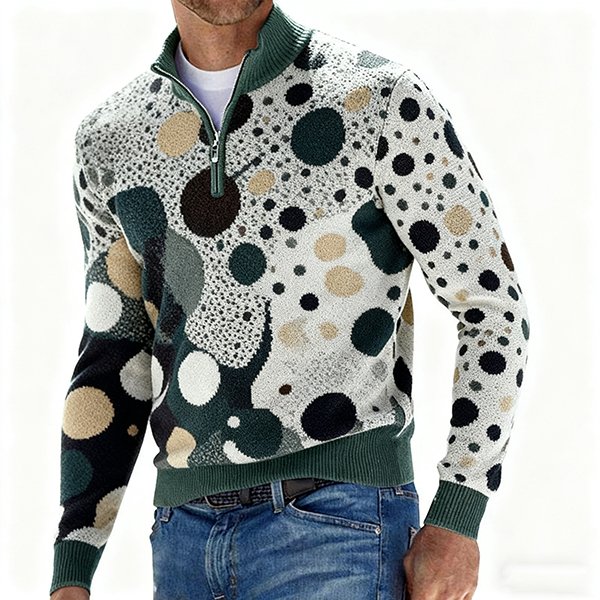 Men's Slim-Fit 1/4 Zip Pullover - New Retro Mock Neck Turtleneck