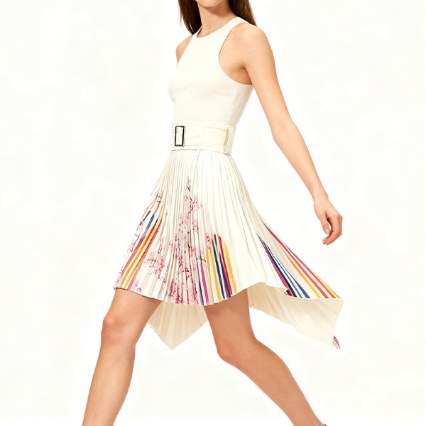 2025 Fall Women's Dress - Euro-American Wide Belt Patchwork