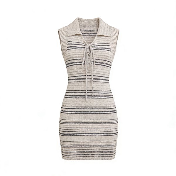 Summer Elegant Vibrant Women's Dress - Sleeveless Ruffled Tie-Waist