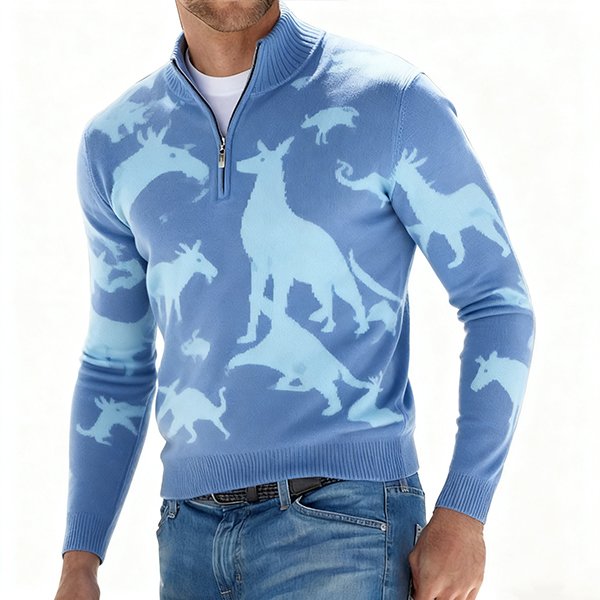 Men's New Premium Retro 1/4 Zip - Slim-Fit Mock Neck Turtleneck