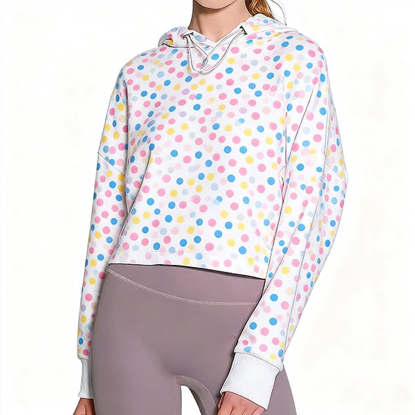 Women's Running Long Sleeve Hoodie - Loose Casual Gym Activewear Cropped Top