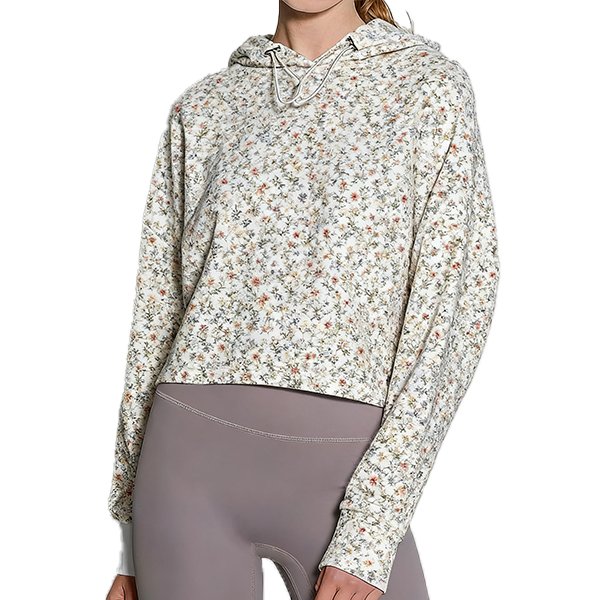 Women's Running Gym Hoodie - Long Sleeve Loose Cropped Activewear?