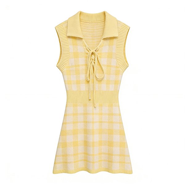 Women's Summer Ruffled Dress - Sleeveless Tie-Waist Elegant